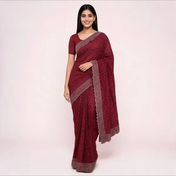 Maroon_Embellished_Fancy_Saree