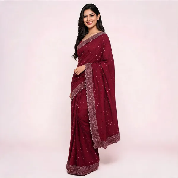 Maroon_Embellished_Fancy_Saree