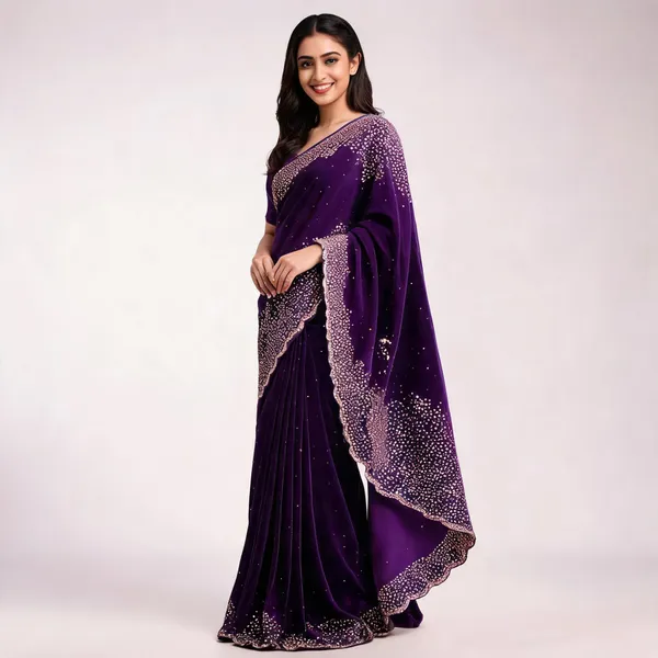 Purple_Embellished_Fancy_Saree