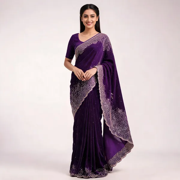 Purple_Embellished_Fancy_Saree