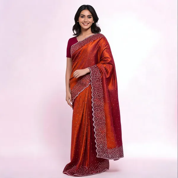 Rust_Orange_Embellished_Fancy_Saree