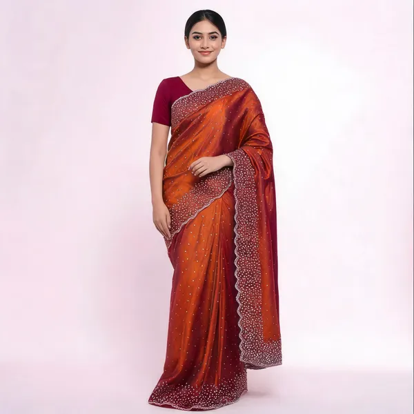 Rust_Orange_Embellished_Fancy_Saree