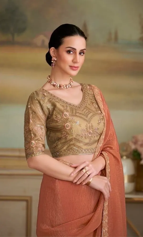 Peach_Designer_Fancy_Saree