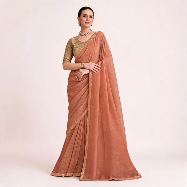 Peach_Designer_Fancy_Saree