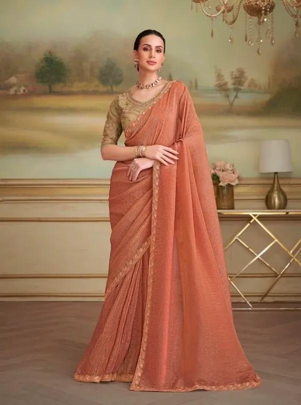 Peach_Designer_Fancy_Saree