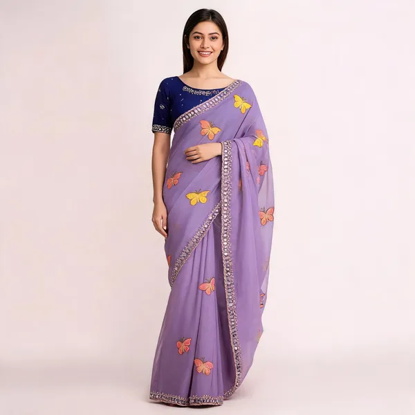 Purple_Butterfly_Chiffon_Saree