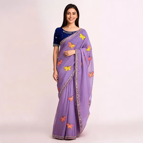 Purple_Butterfly_Chiffon_Saree