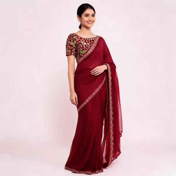 Maroon_Sequins_Chiffon_Saree