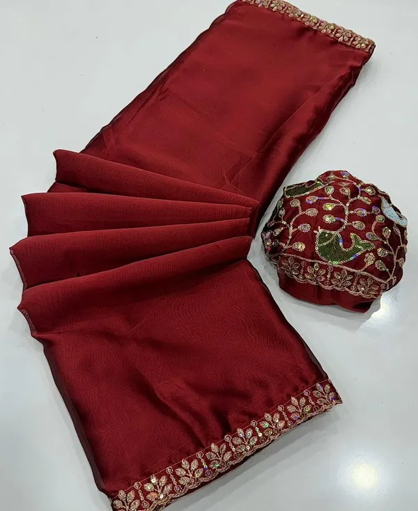 Red_Sequins_Chiffon_Saree