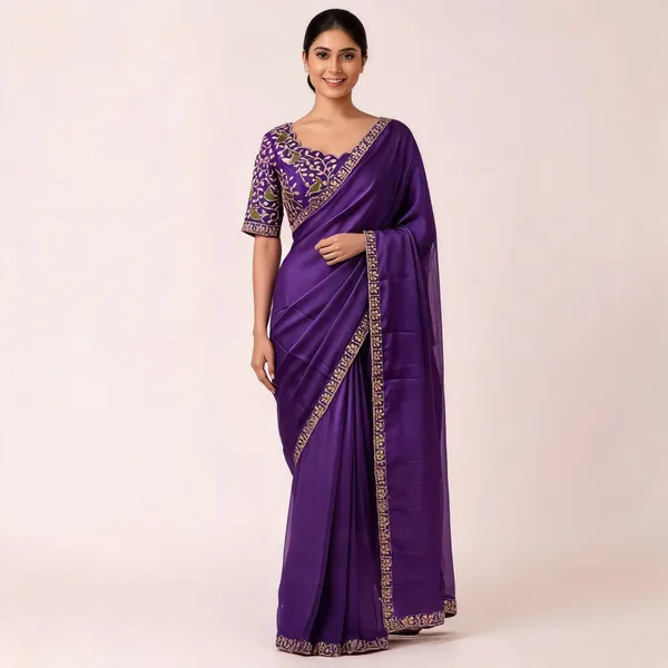 Purple_Sequins_Chiffon_Saree