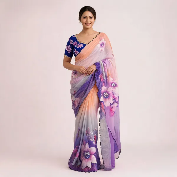 Peach_Lavender_Chiffon_Saree