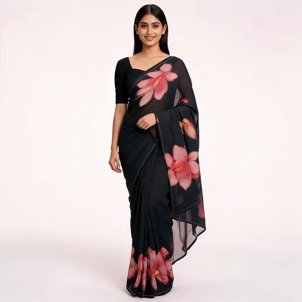 Black_Flower_Chiffon_Saree
