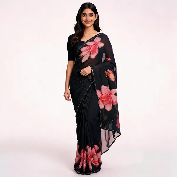 Black_Flower_Chiffon_Saree