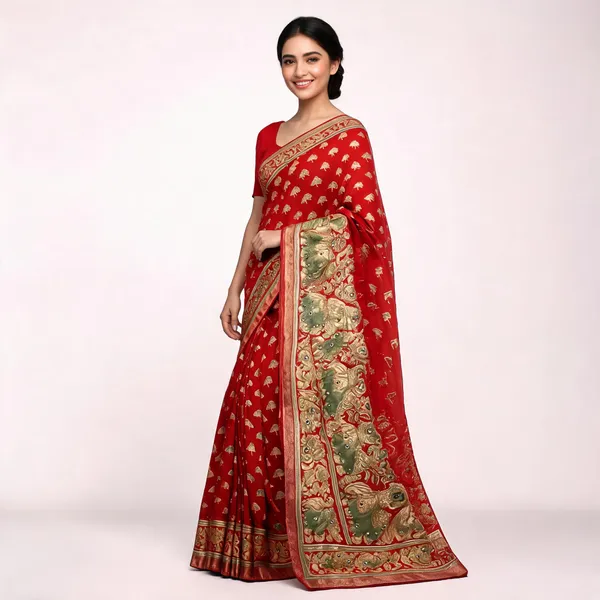 Red_Embellished_Chiffon_Saree