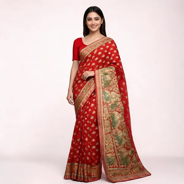 Red_Embellished_Chiffon_Saree