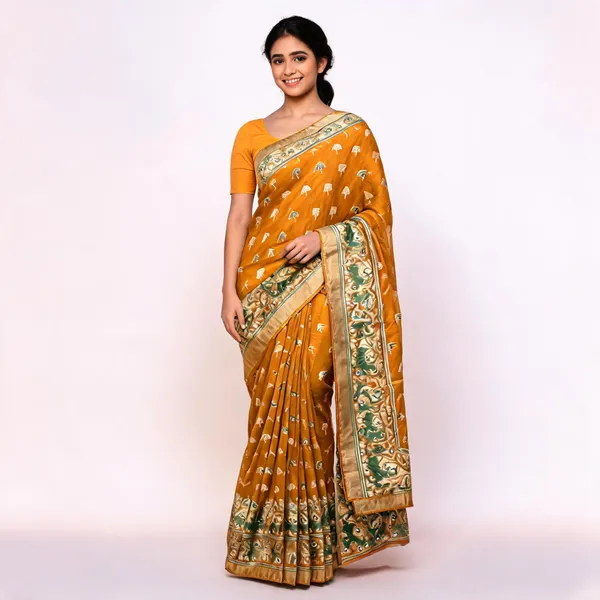 Yellow_Embellished_Chiffon_Saree