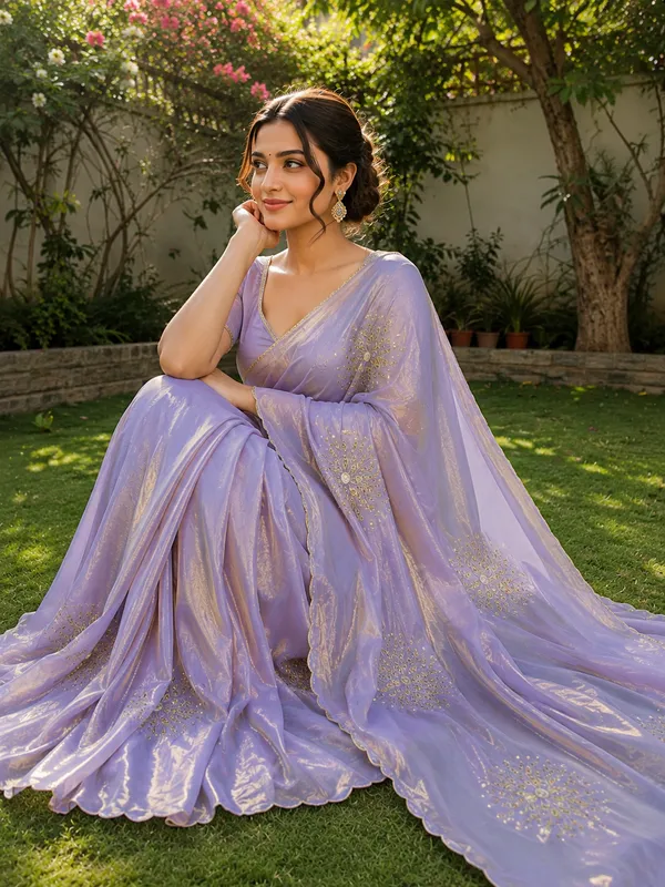 Lavender_Embellished_Satin_Saree