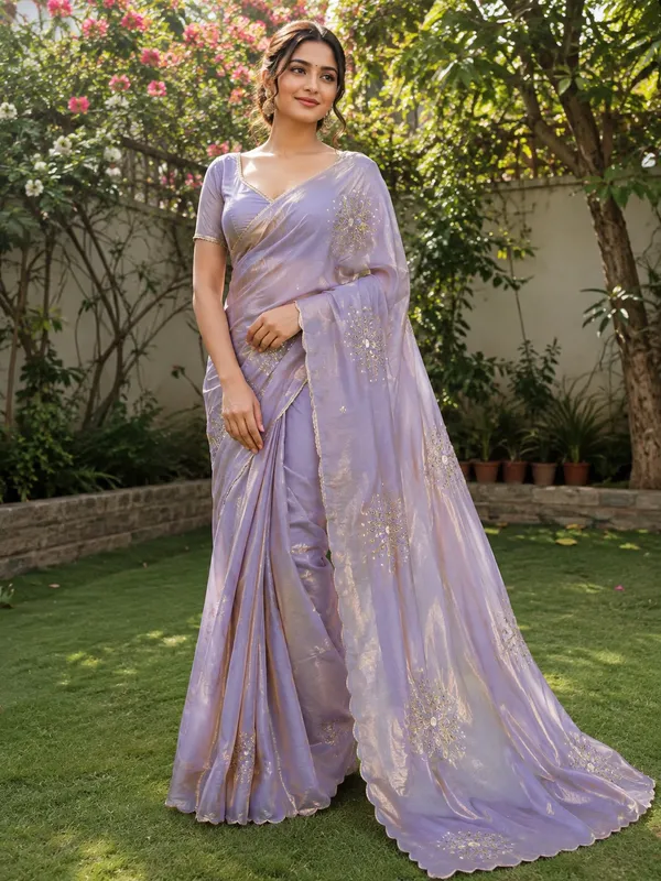 Lavender_Embellished_Satin_Saree