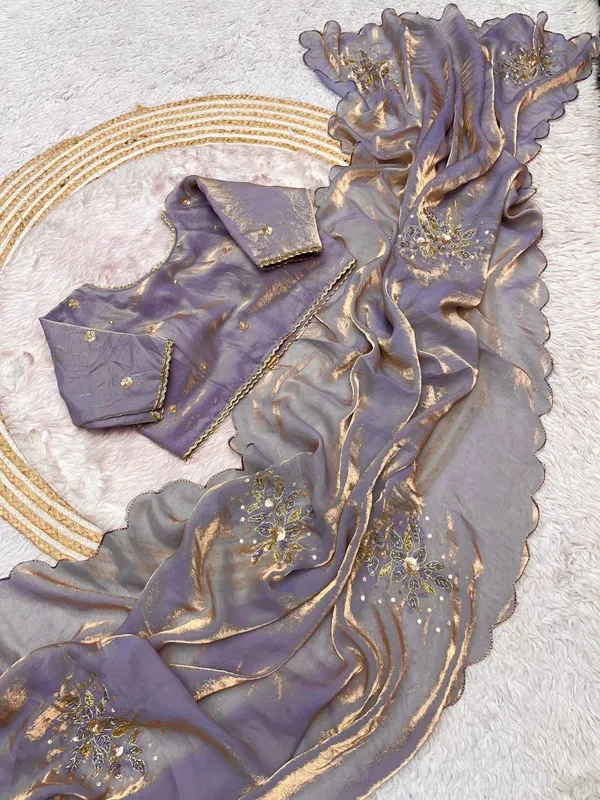 Lavender_Embellished_Satin_Saree