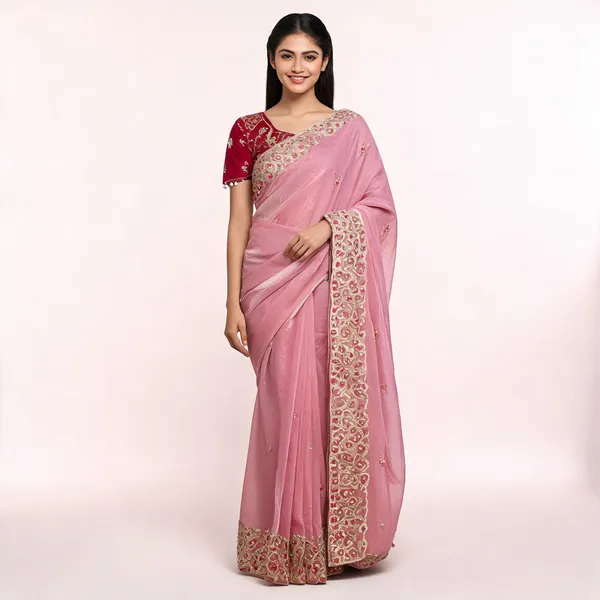 Pink_Sequins_Fancy_Saree