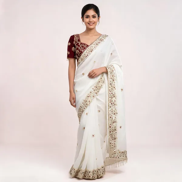 White_Sequins_Fancy_Saree