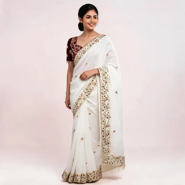 White_Sequins_Fancy_Saree