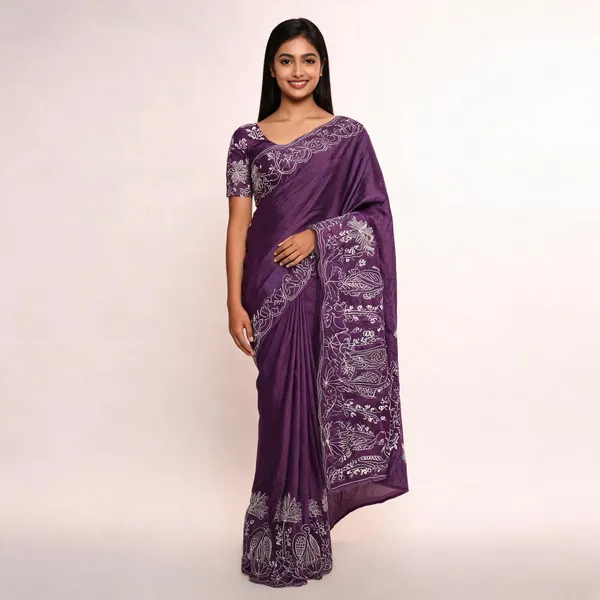 Purple_Embroidered_Fancy_Saree