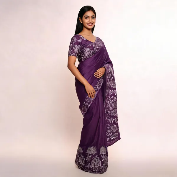 Purple_Embroidered_Fancy_Saree