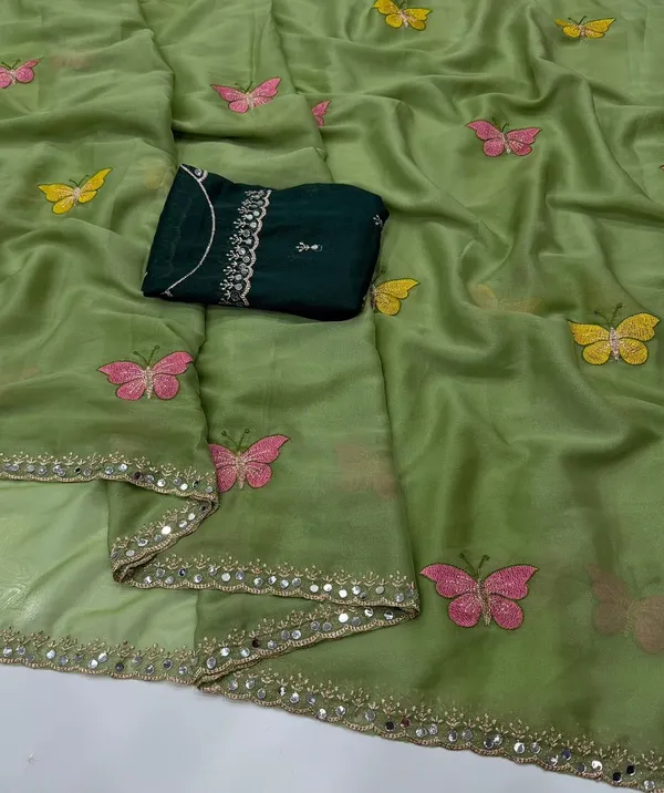 Green_Butterfly_Chiffon_Saree