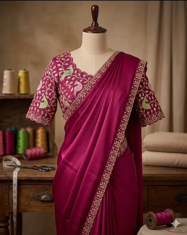 Magenta_Sequins_Chiffon_Saree
