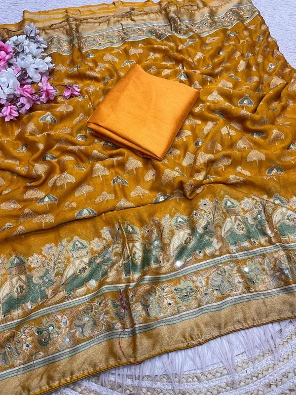 Yellow_Embellished_Chiffon_Saree