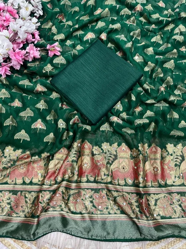 Green_Embellished_Chiffon_Saree