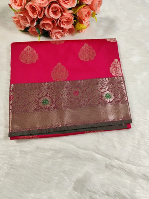 Rani_Pink_Semisilk_Banarasi_Saree