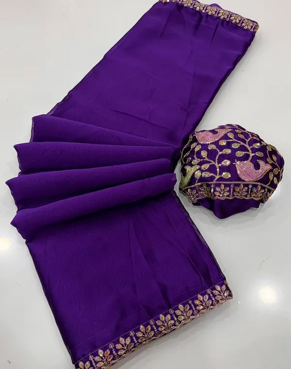 Purple_Sequins_Chiffon_Saree