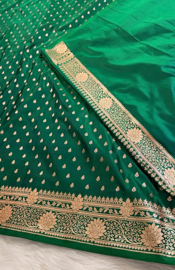 Bottle_Green_Katan_Banarasi_Saree