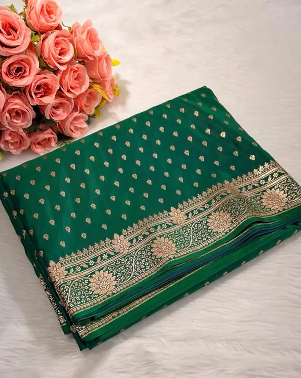 Bottle_Green_Katan_Banarasi_Saree