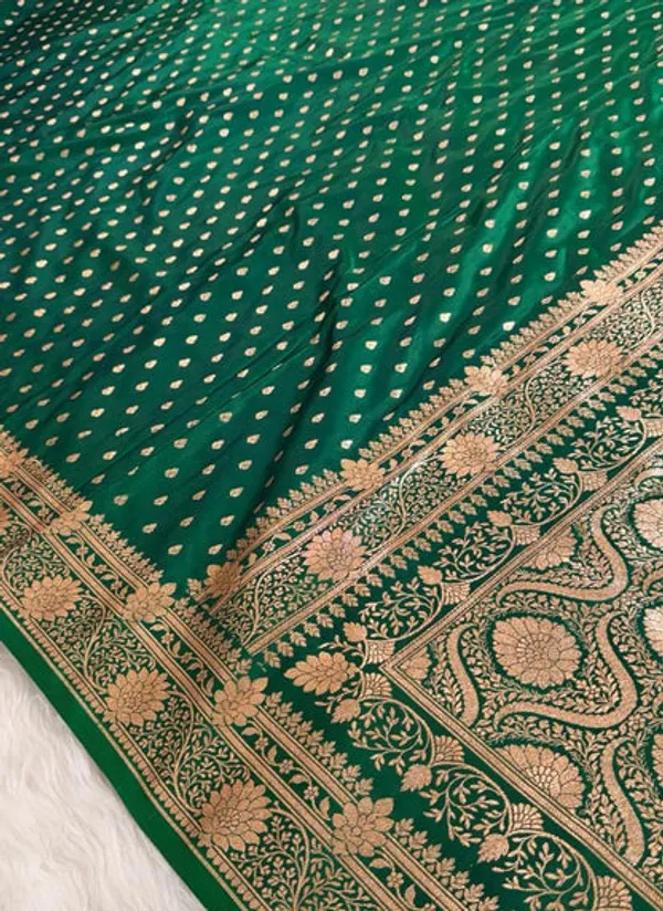 Bottle_Green_Katan_Banarasi_Saree