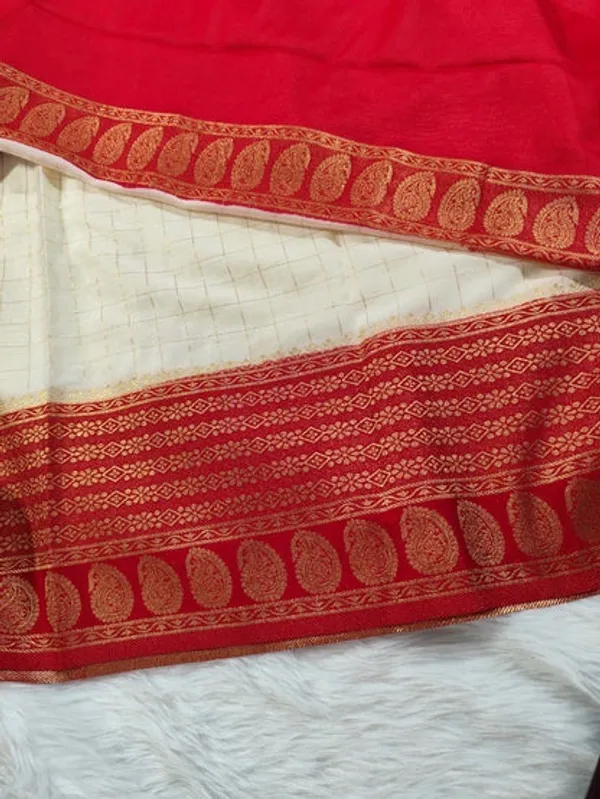 White_Red_Semisilk_Banarasi_Saree