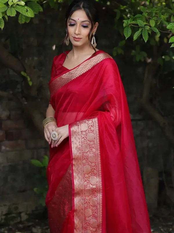 Red_Organza_Banarasi_Saree