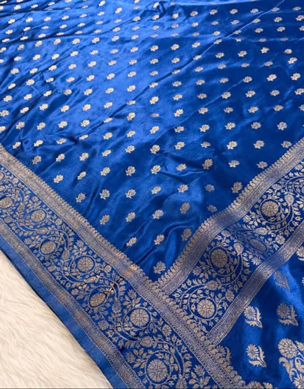 Deep_Blue_Satin_Banarasi_Saree