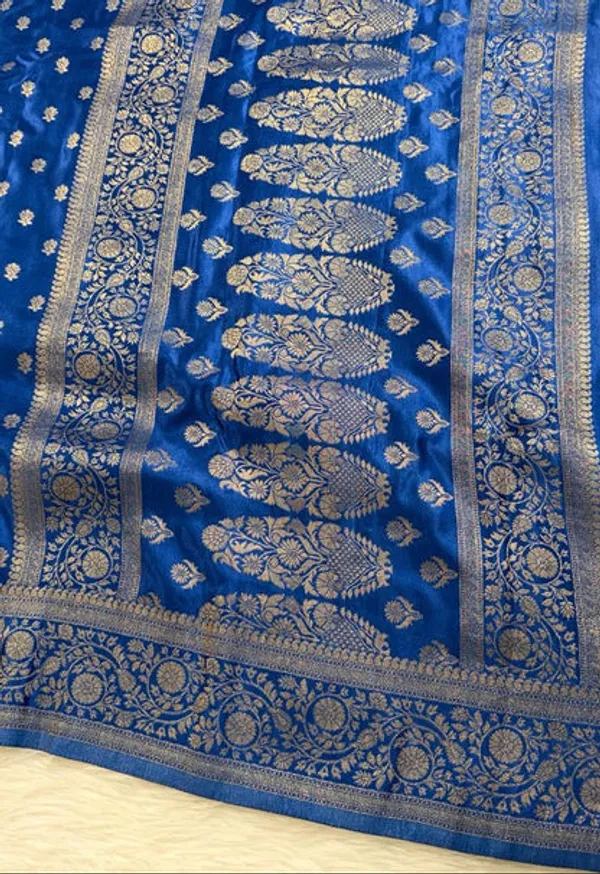 Deep_Blue_Satin_Banarasi_Saree