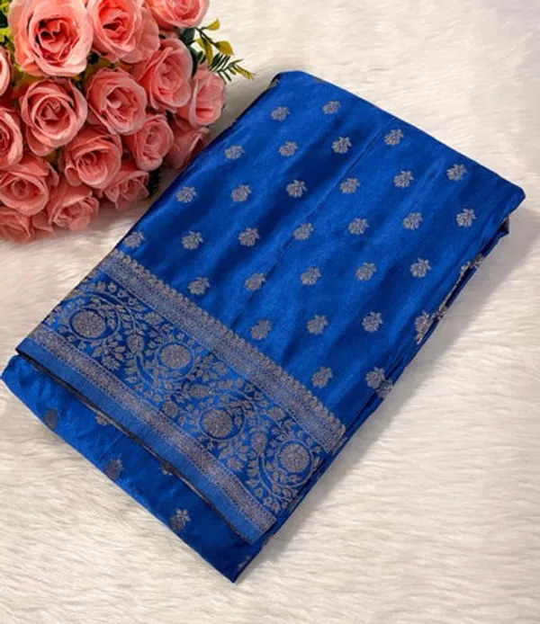 Deep_Blue_Satin_Banarasi_Saree