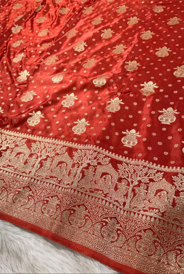 Orange_Satin_Banarasi_Saree