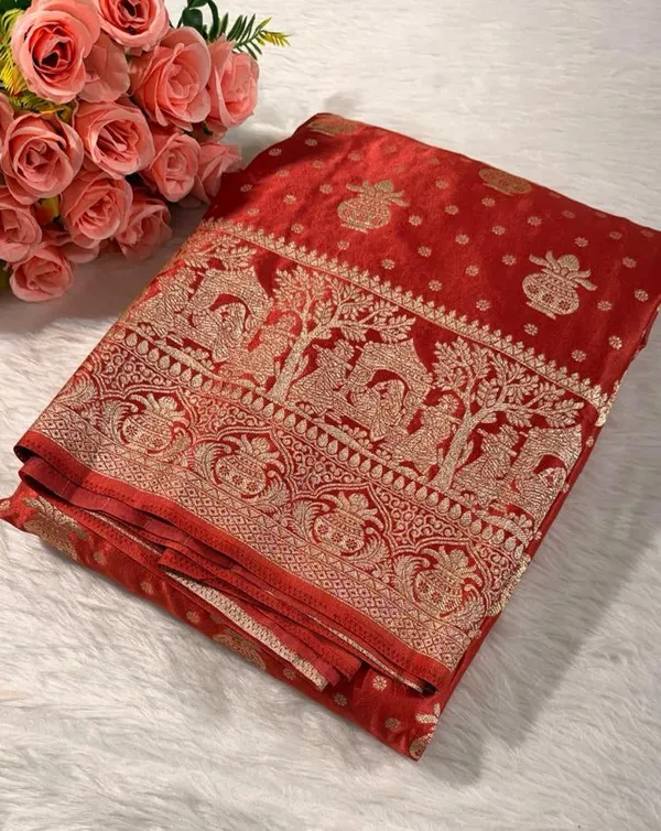 Orange_Satin_Banarasi_Saree