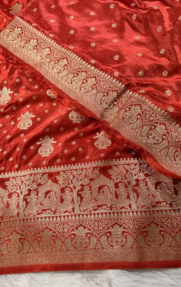 Orange_Satin_Banarasi_Saree