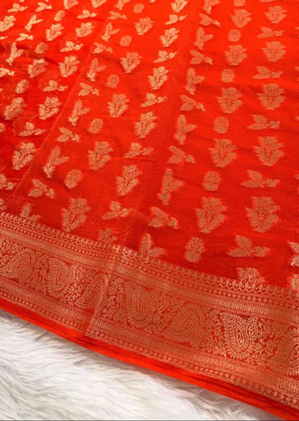 Orange_Georgette_Banarasi_Saree