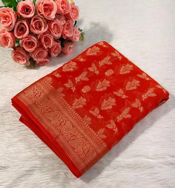 Orange_Georgette_Banarasi_Saree