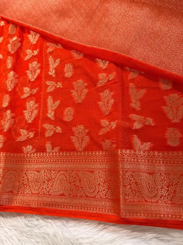 Orange_Georgette_Banarasi_Saree