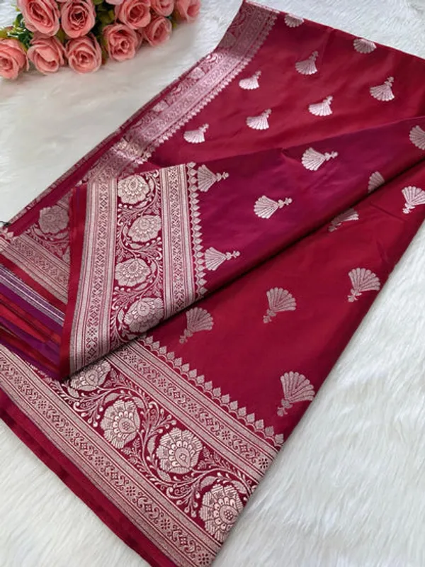 Maroon_Mashru_Banarasi_Saree
