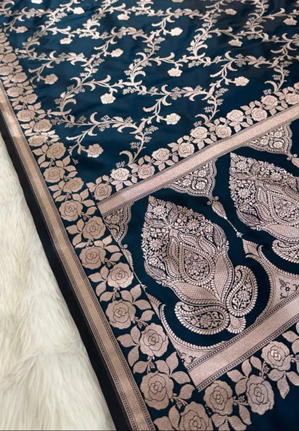 Teal_Blue_Mashru_Banarasi_Saree